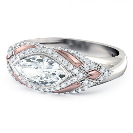 Marquise Diamond Ring Platinum & Rose Gold Nekite - Side View