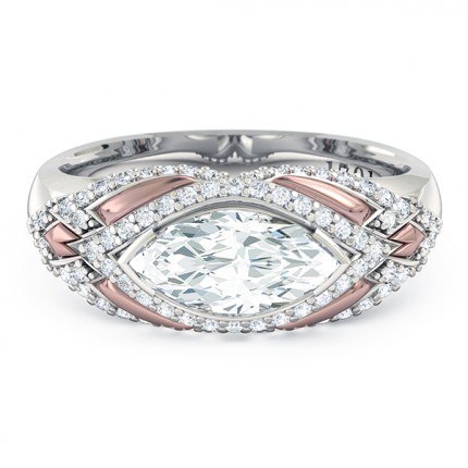 Marquise Diamond Rings Platinum & Rose Gold Nekite
