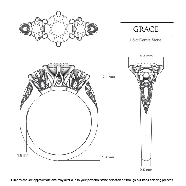 Diamond Rings White Gold Grace - Dimensions
