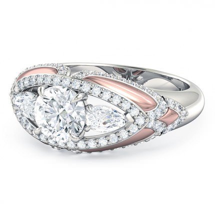 Diamond Ring Platinum & Rose Gold Isla - Side View