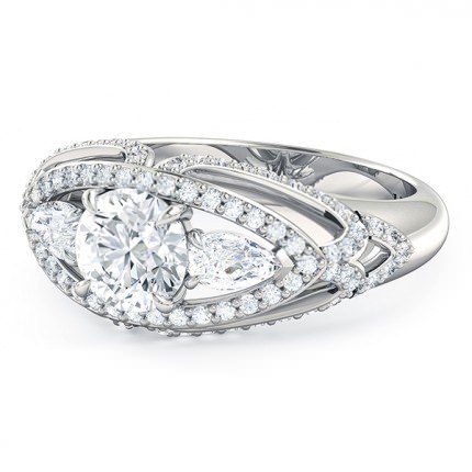 Diamond Ring Platinum 950 Freja - Side View