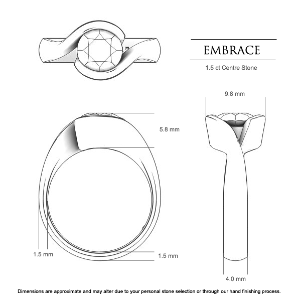 Engagement Rings Platinum 950 The Embrace - Dimensions