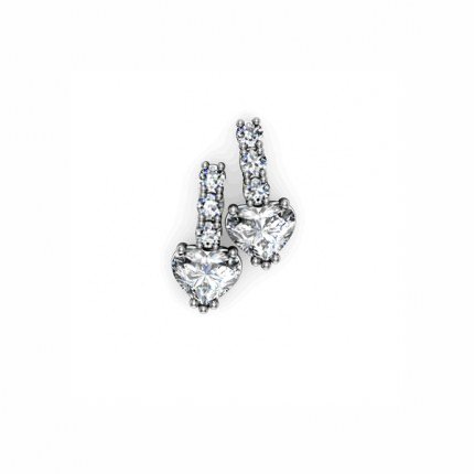 Diamond Earrings White Gold Heart Drop Earrings-2ctw