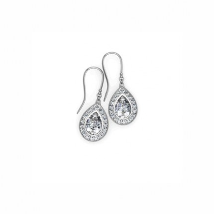 Diamond Earrings White Gold Pear Drop Cluster Earrings