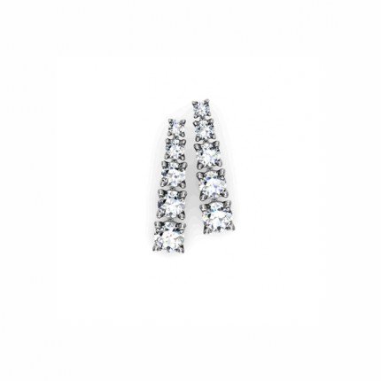 Diamond Earrings White Gold Tapered Drop Earrings-1ctw