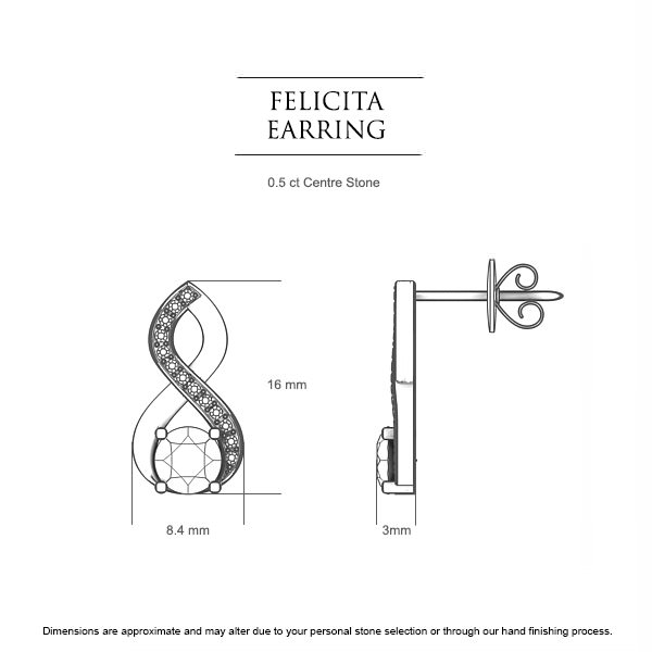 Diamond Earrings White Gold Felicita - Dimensions