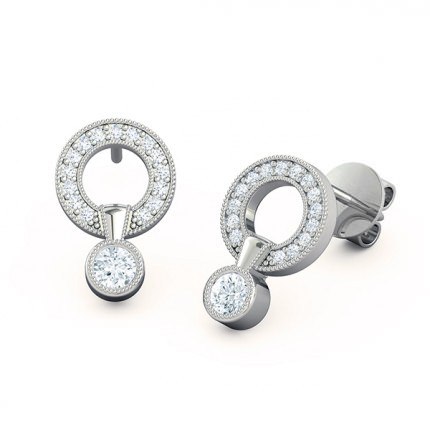 Diamond Earrings Platinum 950 Cluster Drop