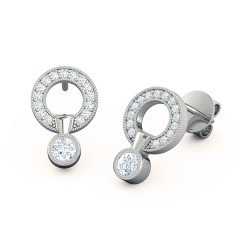 Diamond Earrings White Gold Cluster Drop
