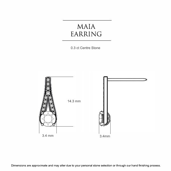 Diamond Earrings Platinum 950 Maia - Dimensions