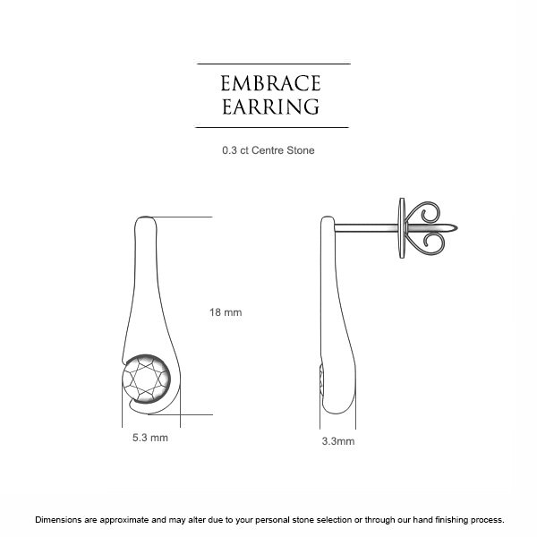 Diamond Earrings Platinum 950 Embrace - Dimensions