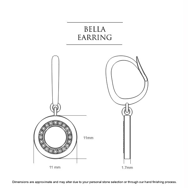 Diamond Earrings Platinum 950 Bella - Dimensions