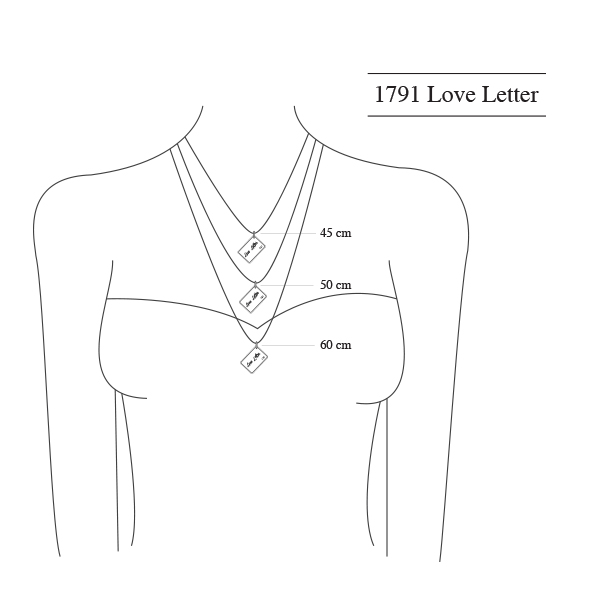 Necklaces Silver Classic Love Letter - Dimensions