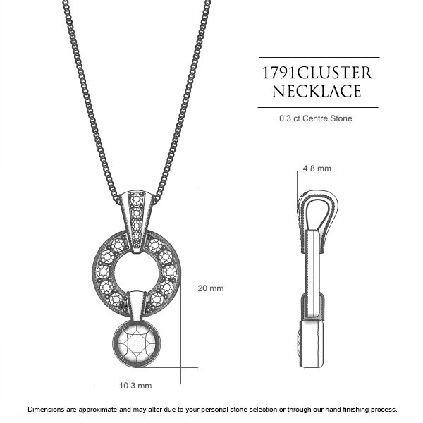 Diamond Necklaces Cluster Drop - Dimensions