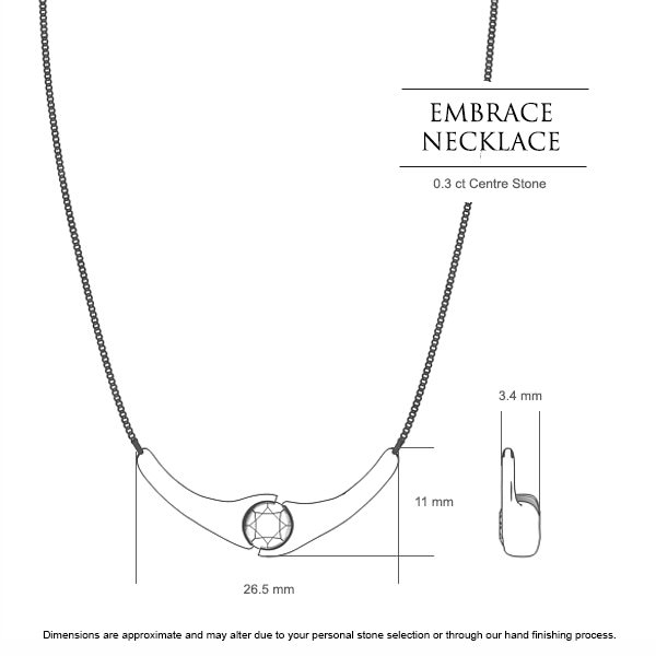 Diamond Necklaces Platinum 950 Embrace - Dimensions