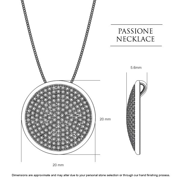 Diamond Necklaces White Gold Passione - Dimensions