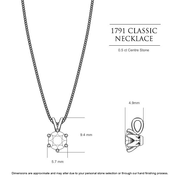 Diamond Necklaces White Gold 1791 Classic - Dimensions