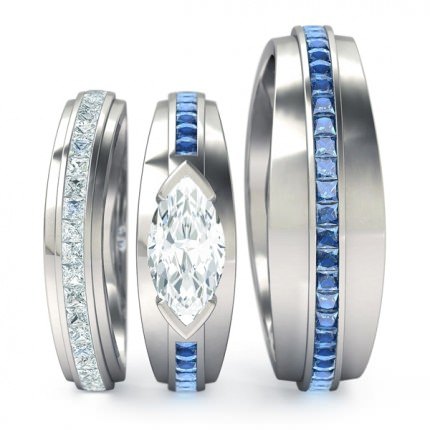 Marquise s White Gold Deep Blue Matching Set