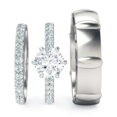  White Gold + PT setting Scintillare Matching Set