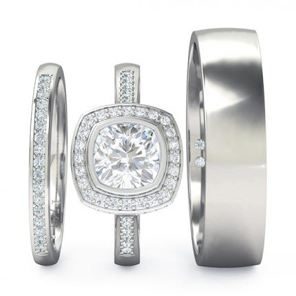 Cushion s White Gold Floriana Matching Set