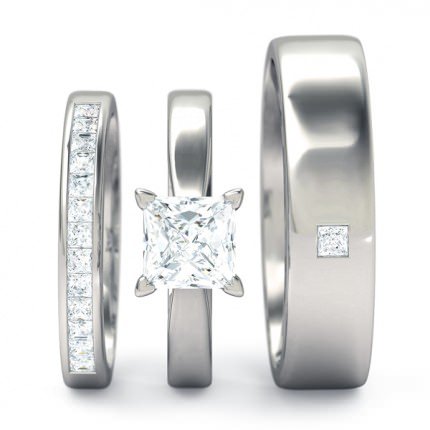 Princess Matching Sets White Gold Princess Solitaire