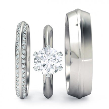  Platinum 950 1791 Solitaire Matching Set