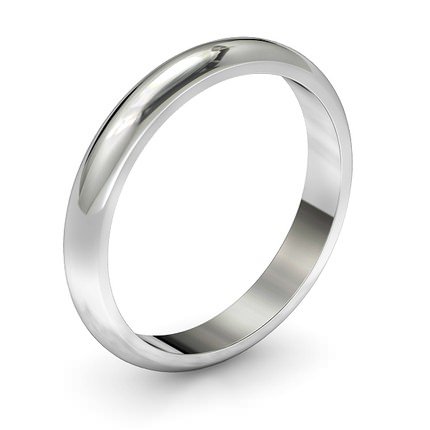 Wedding Band White Gold D Shape Band - Main View