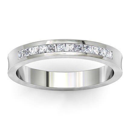 Wedding Bands White Gold Concave Princess Band