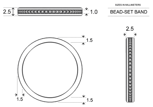  Platinum 950 Diamond Wedding Band - Dimensions