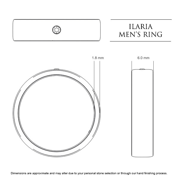 Wedding Bands Platinum 950 Ilaria Mens - Dimensions