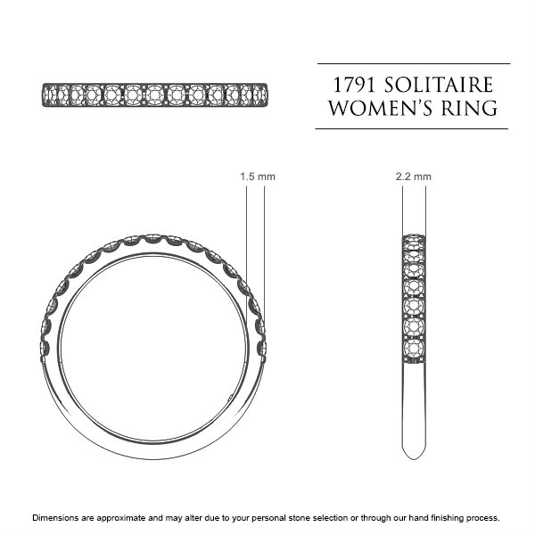 Wedding Bands White Gold 1791 Classic Women's - Dimensions