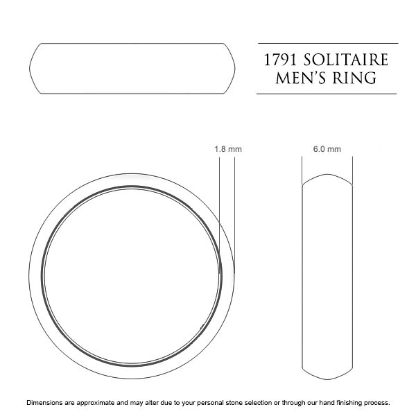 Wedding Bands White Gold 1791 Classic Men's - Dimensions