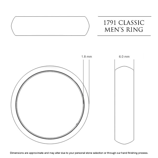 Wedding Bands 1791 Classic Men's - Dimensions