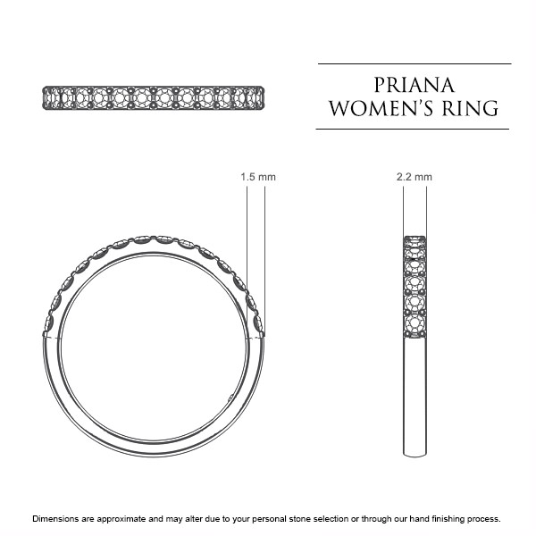 Wedding Bands White Gold Priana Women's - Dimensions