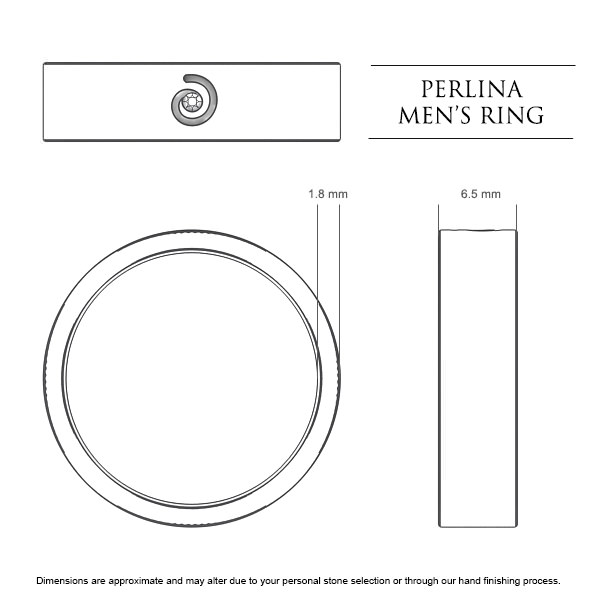 Wedding Bands Platinum 950 Perlina Men's - Dimensions