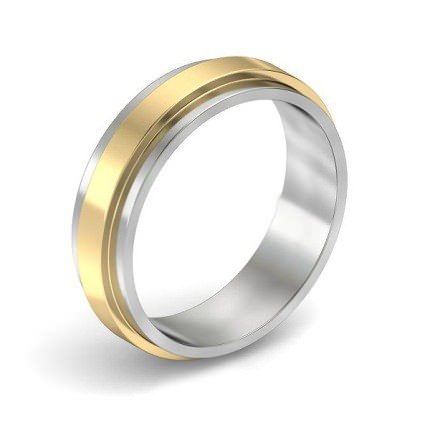 White Gold Two-Tone Stepped Wedding Band - Main View