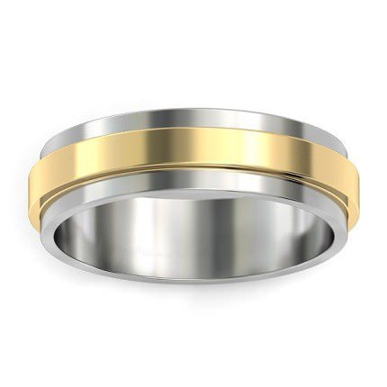  White Gold Two-Tone Stepped Wedding Band