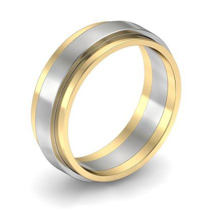  Two-Tone Stepped Wedding Band - Main View