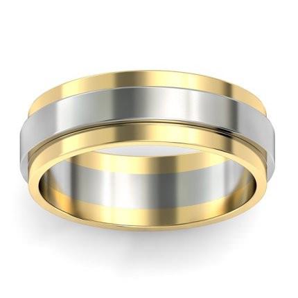 s Two-Tone Stepped Wedding Band