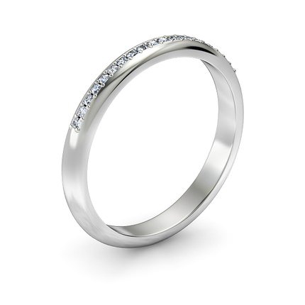 Wedding Band White Gold Bead-set Diamond Ring - Main View