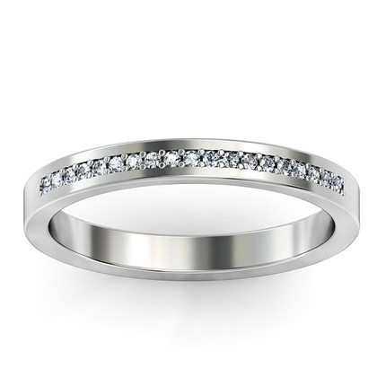  White Gold Bead-set Edged Wedding Band
