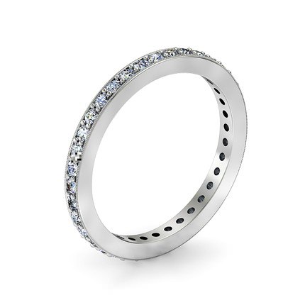 Platinum 950 Full Millgrain Wedding Band - Main View