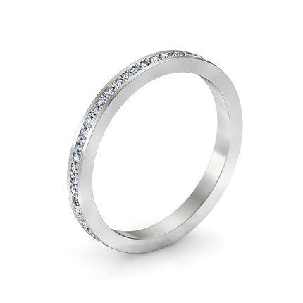Platinum 950 Full bead-set Wedding Band - Main View