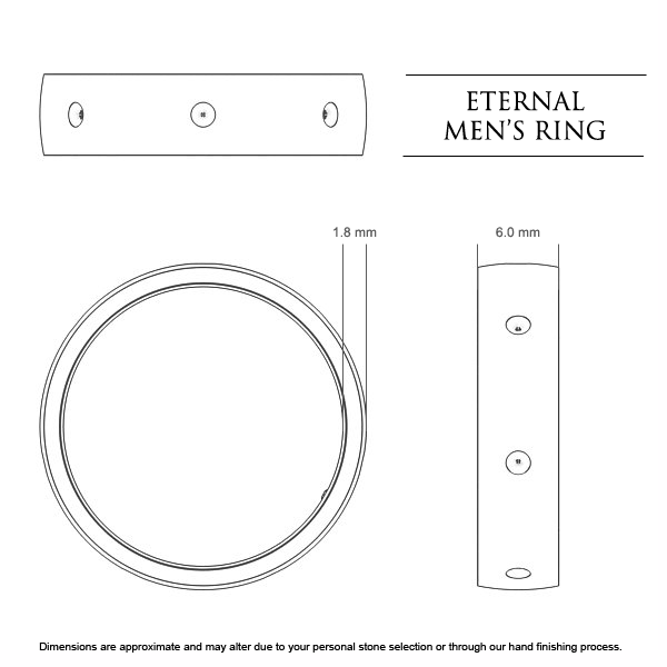 Wedding Bands White Gold Eternal Men's - Dimensions