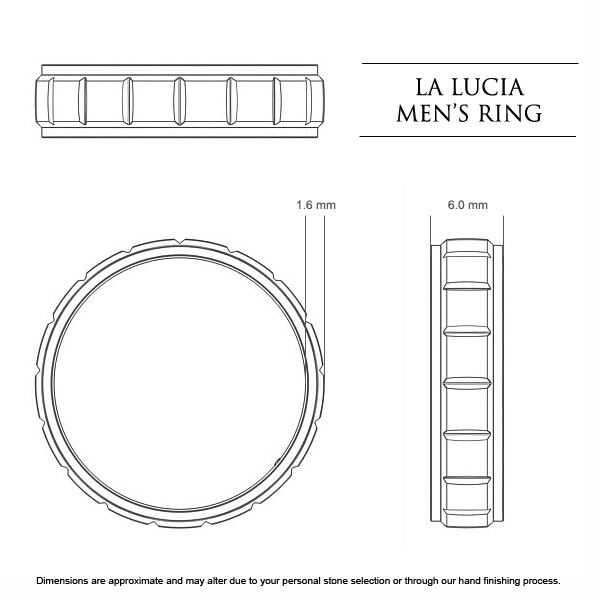 Wedding Bands Platinum 950 La Lucia Men's - Dimensions
