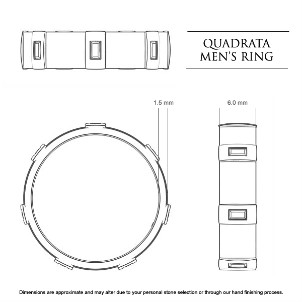 Wedding Bands White Gold Quadrata Men's - Dimensions