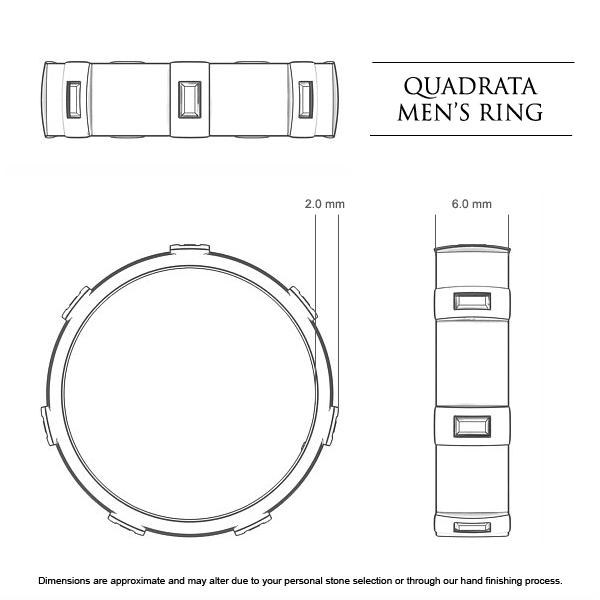 Wedding Bands Quadrata Men's - Dimensions