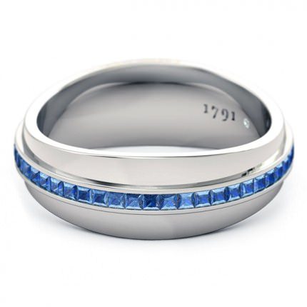 Wedding Bands Platinum 950 Deep Blue Men's