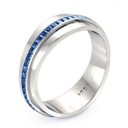 Wedding Band White Gold Deep Blue Men's - Main View