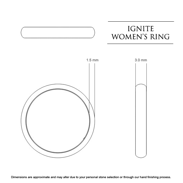 Wedding Bands White Gold Ignite Women's - Dimensions