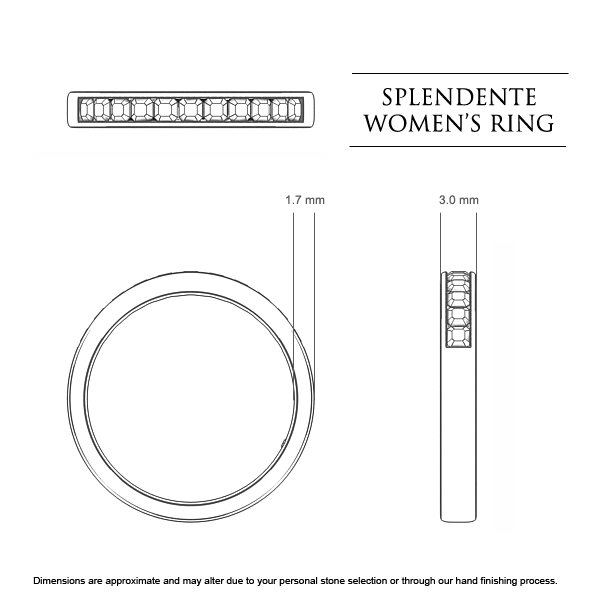 Wedding Bands Platinum 950 Splendente Women's - Dimensions